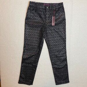 GLORIA VANDERBILT PANTS AMANDA BLACK & SILVER 12 AVERAGE NWT